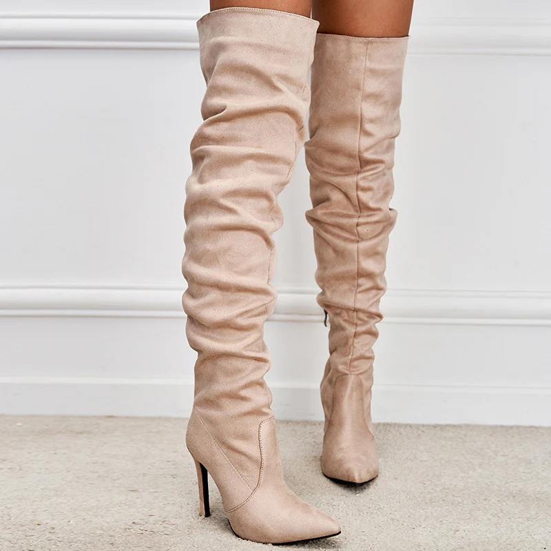 Bottes à Talons Aiguilles Suédées avec Fermeture Éclair – Image 5