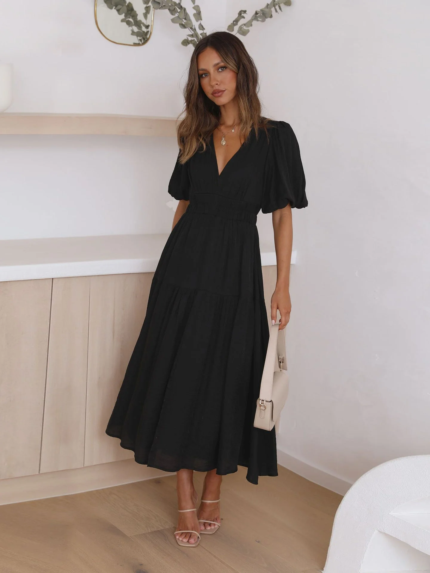 Robe longue bohème à manches bouffantes – Image 8