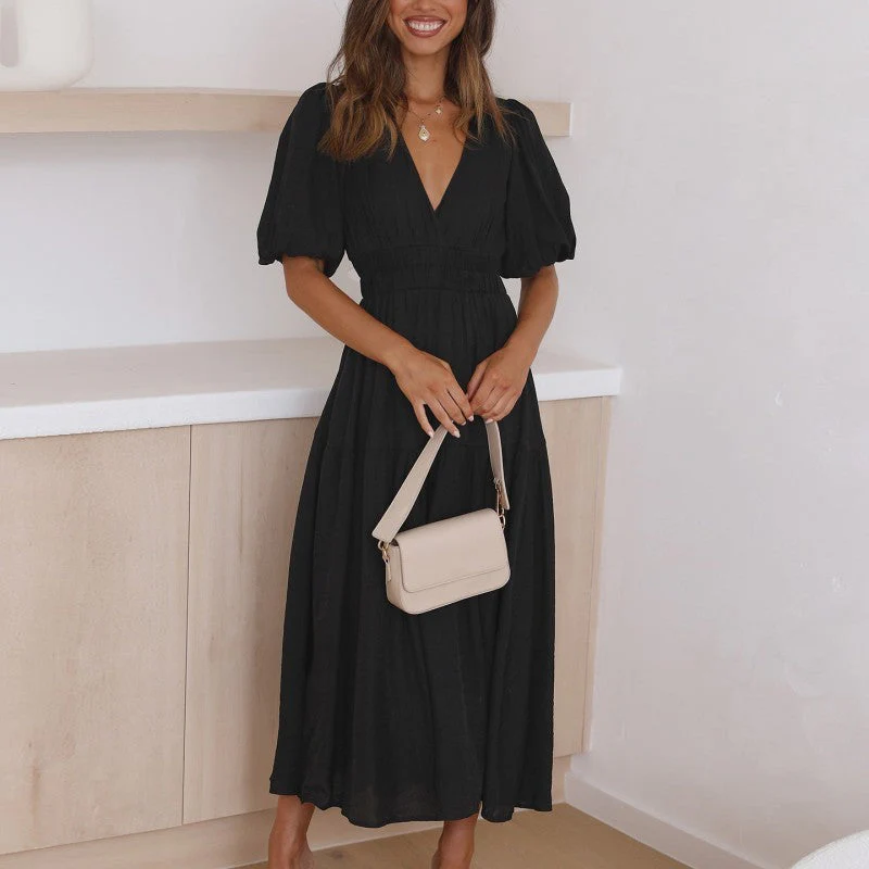 Robe longue bohème à manches bouffantes – Image 4