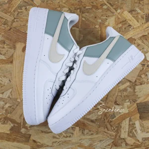 Color Block beige vert de gris - Air Force 1 custom