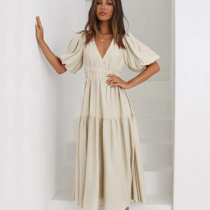 Robe longue bohème à manches bouffantes – Image 6