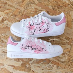 Coeur & Initiales aquarelle - Stan Smith custom