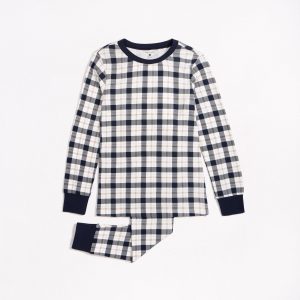 Ensemble pyjama à carreaux bleu hivernal