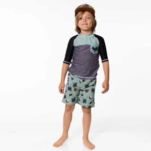 Haut rashguard vert grisé et noir