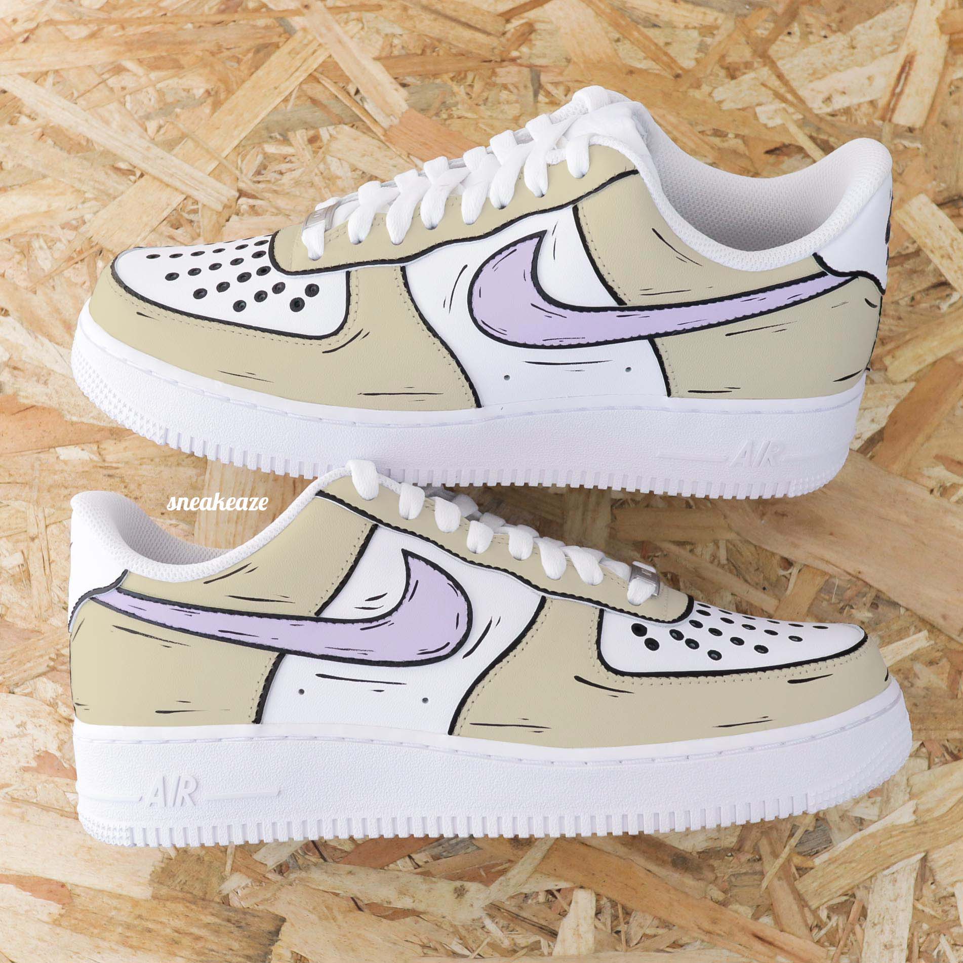 Cartoon beige et lila - Air Force 1 custom