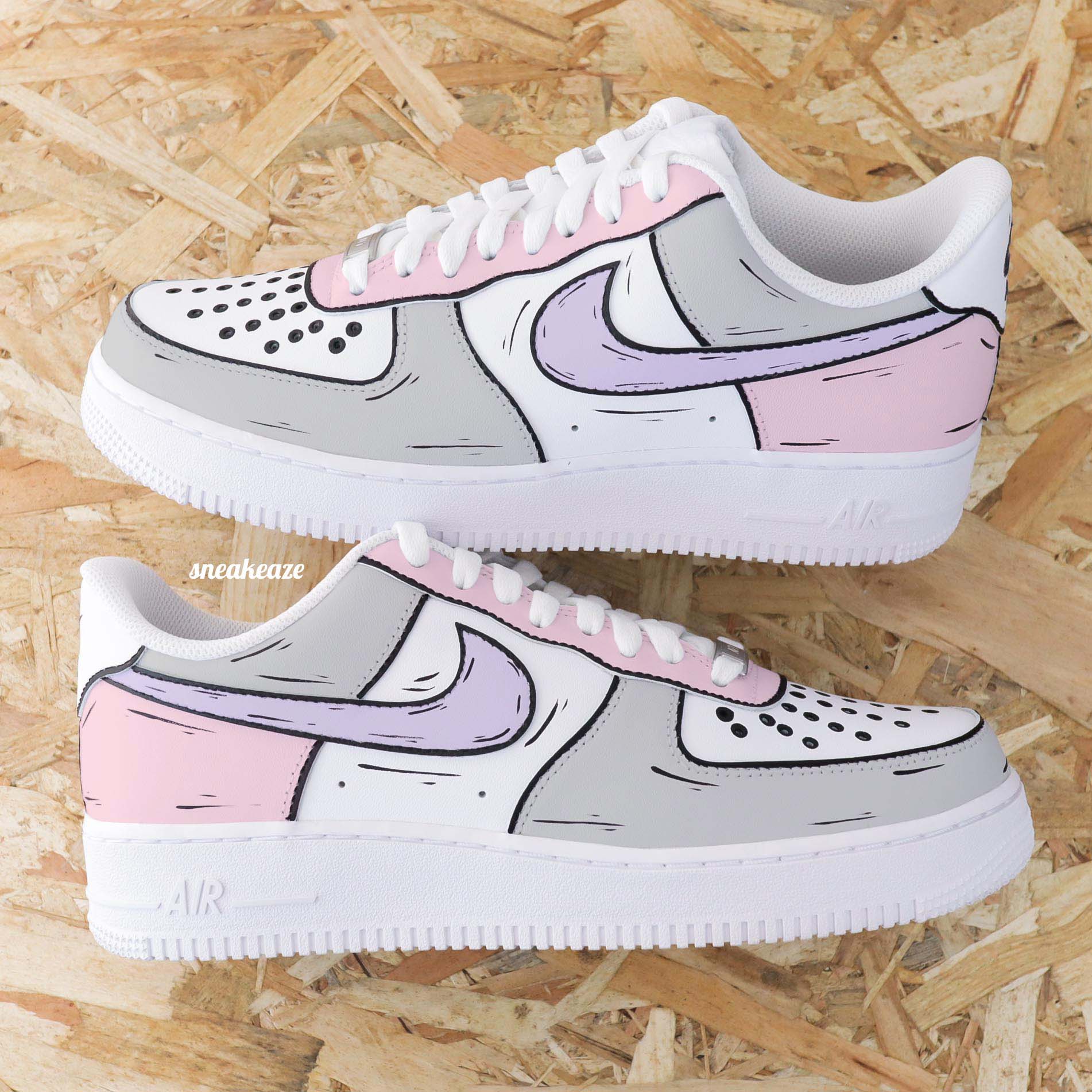 Cartoon rose et gris - Air Force 1 custom – Image 2