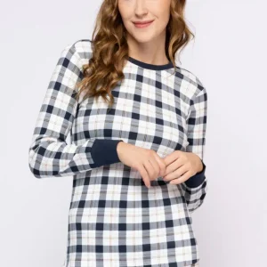 Ensemble pyjama à carreaux bleu hivernal pour femme (Petit Lem)