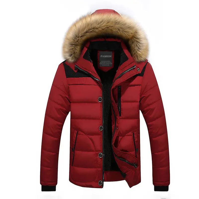 AEMAPE Mens Fur Hooded Quilted Parka Down Jacket – Image 6