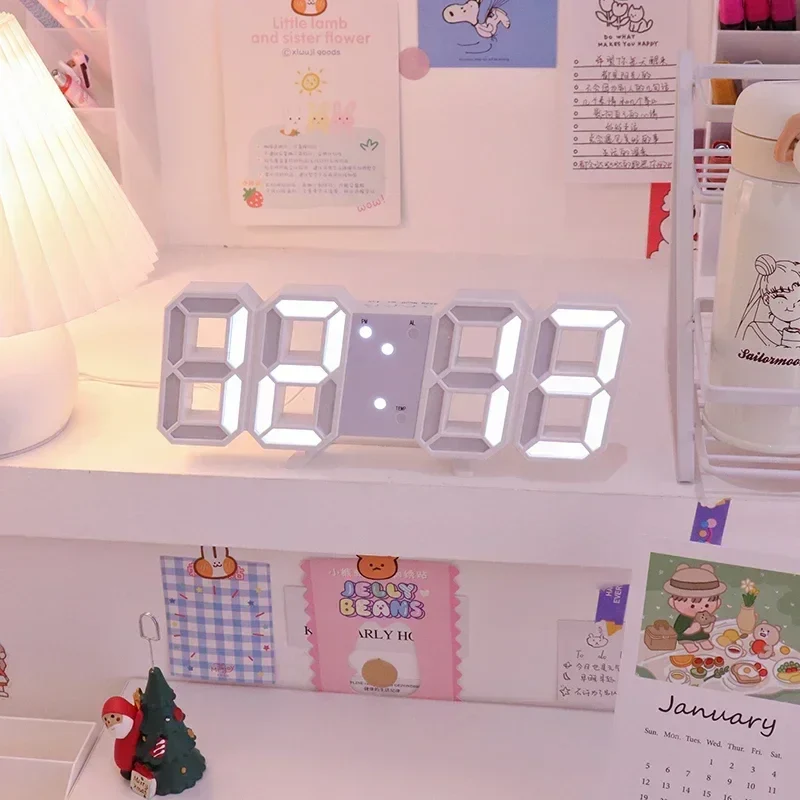Horloge Digitale Kawaii LED 3D – Décoration Moderne pour Bureau et Chambre – Image 2