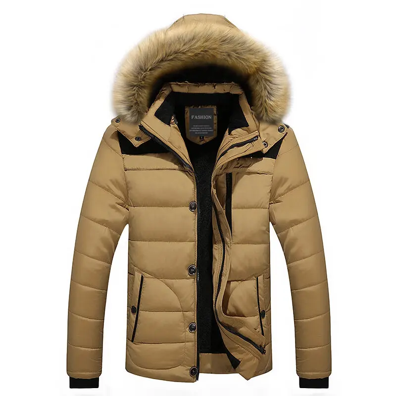 AEMAPE Mens Fur Hooded Quilted Parka Down Jacket – Image 2