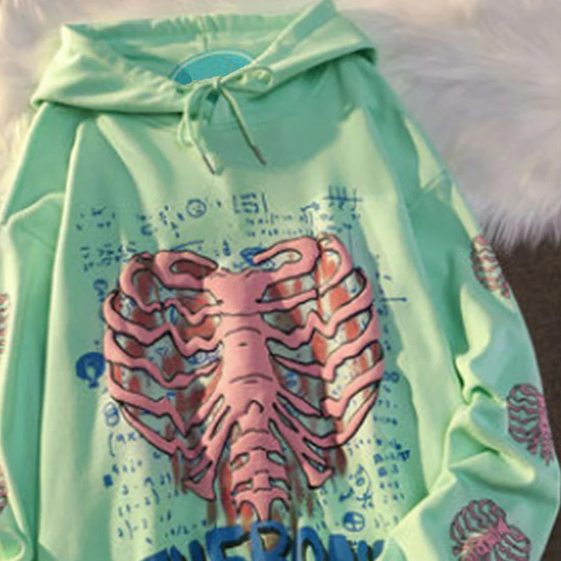 Hoodie Kawaii Pink Skeleton Y2K – Image 3