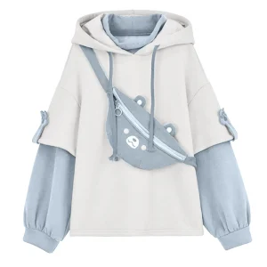 Hoodie Oversize Kawaii avec Sac Ours