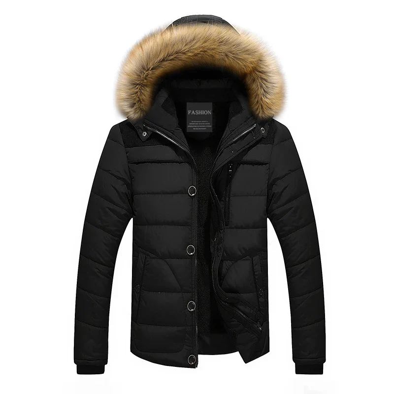 AEMAPE Mens Fur Hooded Quilted Parka Down Jacket – Image 5