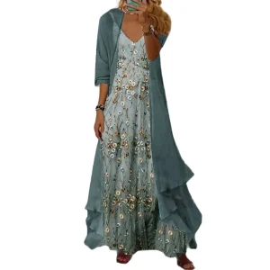 Robe maxi en chiffon floral avec drapé fluide