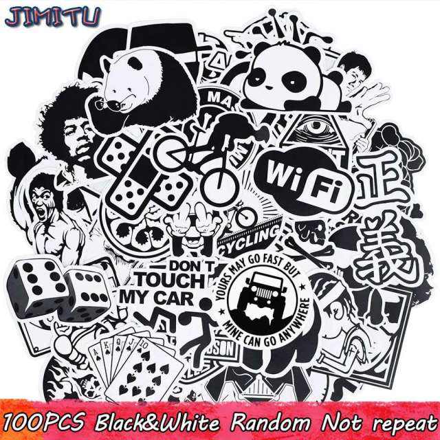 100 Pieces Black and White Stickers for Snowboard – Image 5